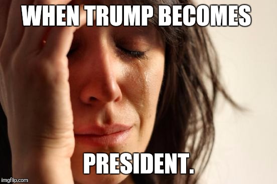First World Problems | WHEN TRUMP BECOMES; PRESIDENT. | image tagged in memes,first world problems | made w/ Imgflip meme maker