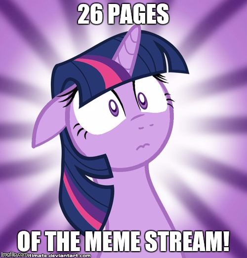 Shocked Twilight Sparkle | 26 PAGES; OF THE MEME STREAM! | image tagged in shocked twilight sparkle | made w/ Imgflip meme maker