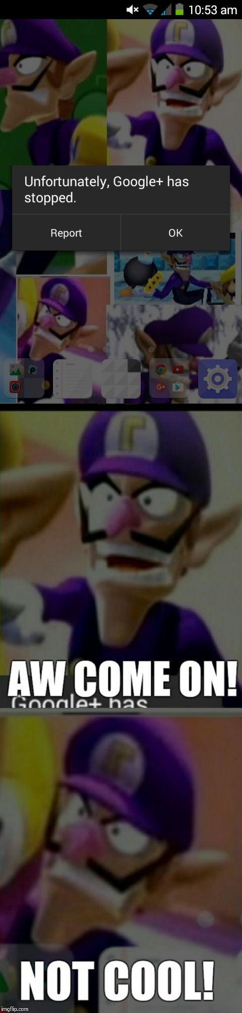 I love my wallpaper even more because i got to make this | image tagged in waluigi | made w/ Imgflip meme maker