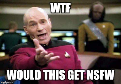 Picard Wtf Meme | WTF WOULD THIS GET NSFW | image tagged in memes,picard wtf | made w/ Imgflip meme maker