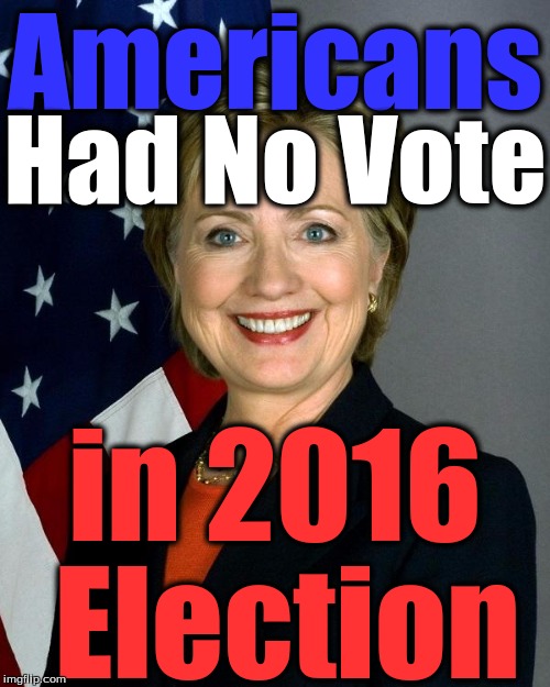 Hillary Clinton | Americans; Had No Vote; in 2016 Election | image tagged in hillaryclinton | made w/ Imgflip meme maker