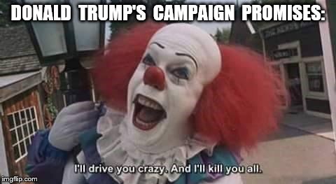 Trump-it | DONALD  TRUMP'S  CAMPAIGN  PROMISES: | image tagged in donald trump,trump 2016 | made w/ Imgflip meme maker