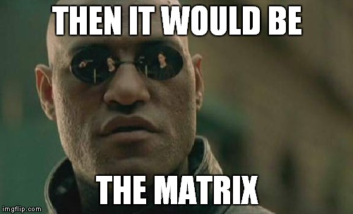 Matrix Morpheus Meme | THEN IT WOULD BE THE MATRIX | image tagged in memes,matrix morpheus | made w/ Imgflip meme maker