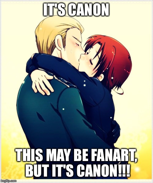 GerIta is totally canon | IT'S CANON; THIS MAY BE FANART, BUT IT'S CANON!!! | image tagged in hetalia,germany,italy,yaoi,kawaii,cute | made w/ Imgflip meme maker