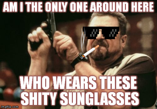 Am I The Only One Around Here | AM I THE ONLY ONE AROUND HERE; WHO WEARS THESE SHITY SUNGLASSES | image tagged in memes,am i the only one around here | made w/ Imgflip meme maker