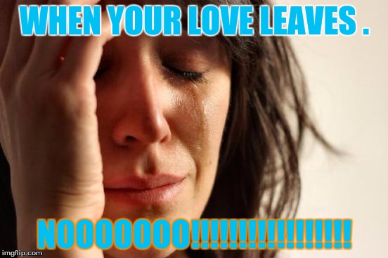 First World Problems Meme | WHEN YOUR LOVE LEAVES . NOOOOOOO!!!!!!!!!!!!!!!!! | image tagged in memes,first world problems | made w/ Imgflip meme maker