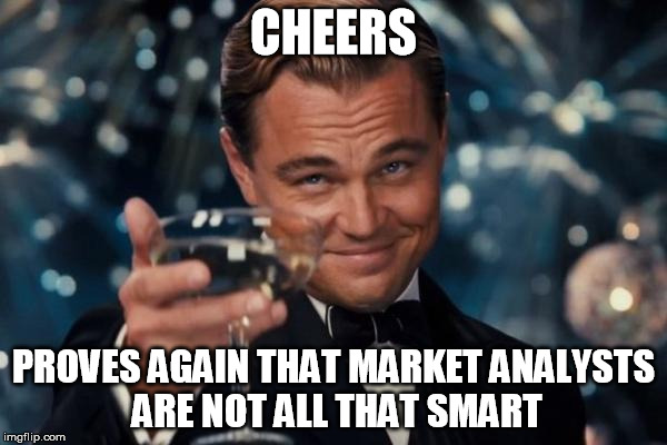 Nintendo stock falls because dumb people thought that Nintendo Go would bring them fortune. Wasn't the word hype clear enough | CHEERS; PROVES AGAIN THAT MARKET ANALYSTS ARE NOT ALL THAT SMART | image tagged in memes,leonardo dicaprio cheers,nintendo,pokemon | made w/ Imgflip meme maker