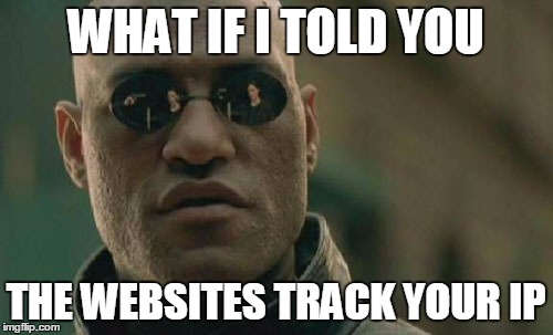Matrix Morpheus Meme | WHAT IF I TOLD YOU THE WEBSITES TRACK YOUR IP | image tagged in memes,matrix morpheus | made w/ Imgflip meme maker