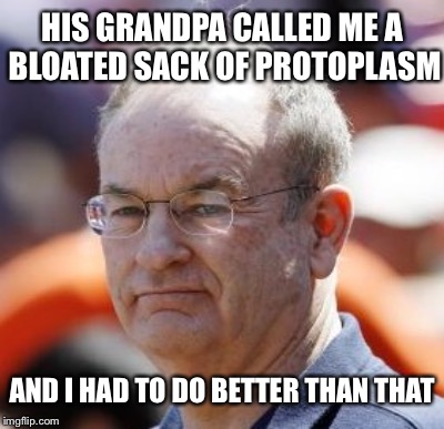 HIS GRANDPA CALLED ME A BLOATED SACK OF PROTOPLASM AND I HAD TO DO BETTER THAN THAT | made w/ Imgflip meme maker