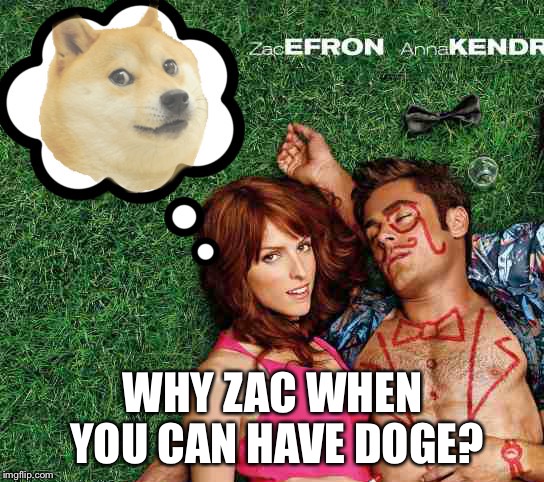 Civil War: Doge vs Zac | WHY ZAC WHEN YOU CAN HAVE DOGE? | image tagged in anna dreaming of doge,memes | made w/ Imgflip meme maker