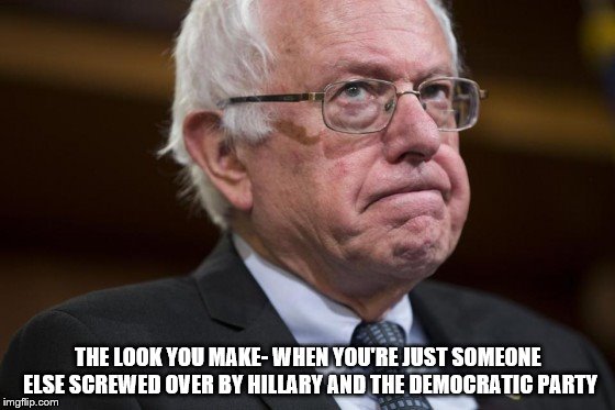 Feel the Bern | THE LOOK YOU MAKE- WHEN YOU'RE JUST SOMEONE ELSE SCREWED OVER BY HILLARY AND THE DEMOCRATIC PARTY | image tagged in wtf bernie sanders | made w/ Imgflip meme maker