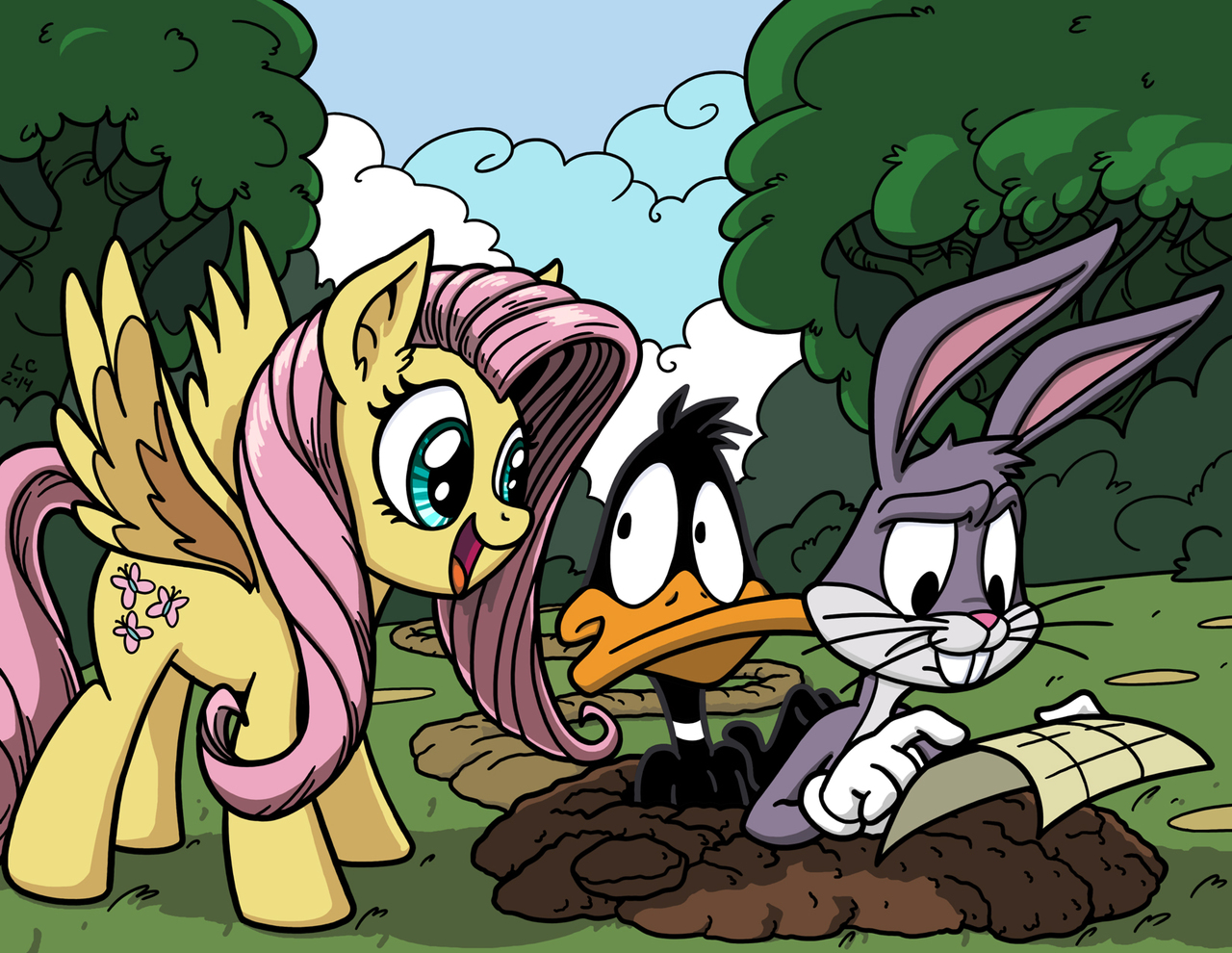 High Quality Fluttershy Finds Bugs & Daffy Blank Meme Template