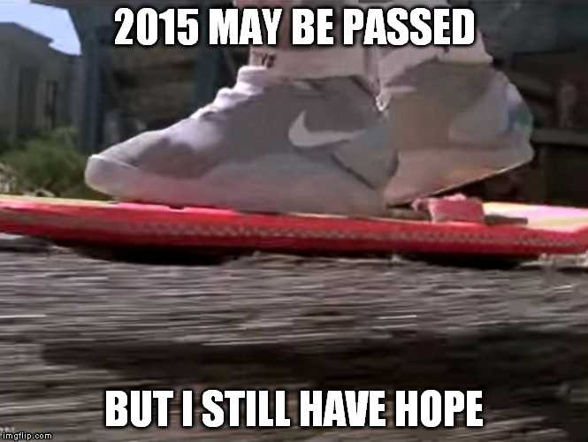 Hoverboard | 2015 MAY BE PASSED; BUT I STILL HAVE HOPE | image tagged in hoverboard,back to the future | made w/ Imgflip meme maker