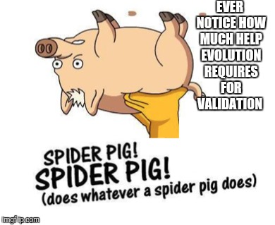 EVER NOTICE HOW MUCH HELP EVOLUTION REQUIRES FOR VALIDATION | image tagged in evolution | made w/ Imgflip meme maker