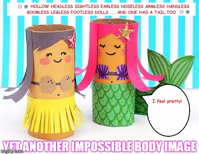 DUBIOUS DIY DOLLS | YET ANOTHER IMPOSSIBLE BODY IMAGE | image tagged in missed the point | made w/ Imgflip meme maker