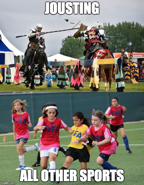 Jousting might be in the 2020 Olympics. It makes other sports look lame. | JOUSTING; ALL OTHER SPORTS | image tagged in joust,jousting,extreme sports | made w/ Imgflip meme maker