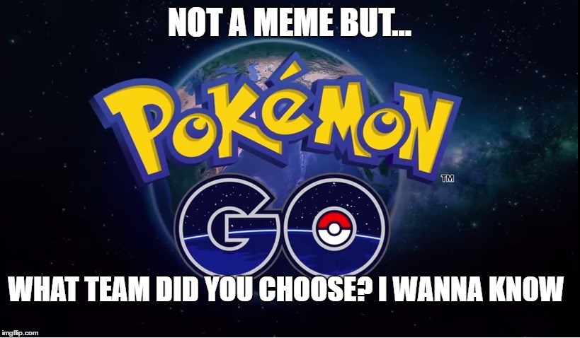 pokemon go | NOT A MEME BUT... WHAT TEAM DID YOU CHOOSE?
I WANNA KN0W | image tagged in pokemon go | made w/ Imgflip meme maker