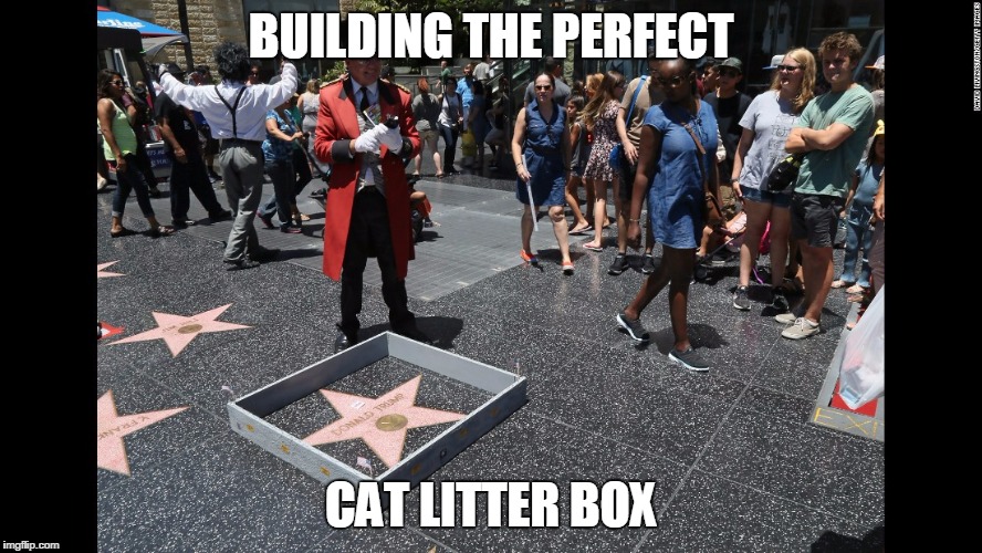 BUILDING THE PERFECT; CAT LITTER BOX | image tagged in trump | made w/ Imgflip meme maker