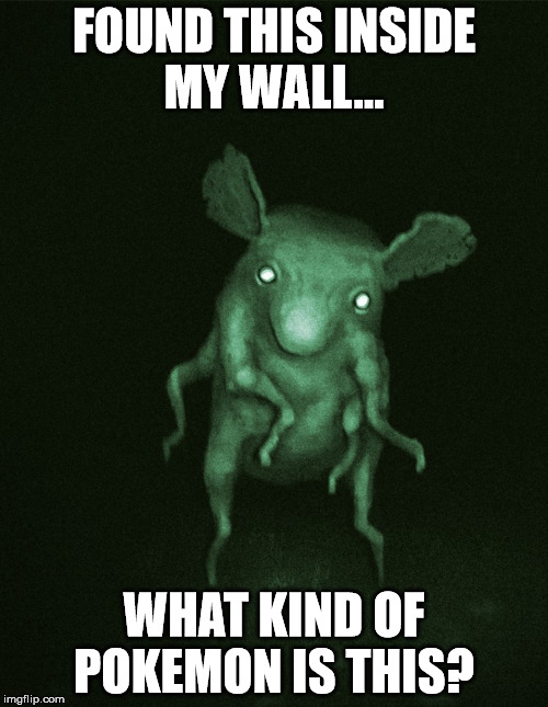 Pokemon? | FOUND THIS INSIDE MY WALL... WHAT KIND OF POKEMON IS THIS? | image tagged in pokemon creepy | made w/ Imgflip meme maker
