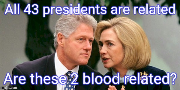 clintons | All 43 presidents are related; Are these 2 blood related? | image tagged in clintons | made w/ Imgflip meme maker