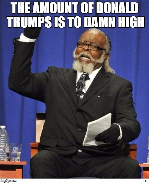 The amount of X is too damn high | THE AMOUNT OF DONALD TRUMPS IS TO DAMN HIGH | image tagged in the amount of x is too damn high | made w/ Imgflip meme maker