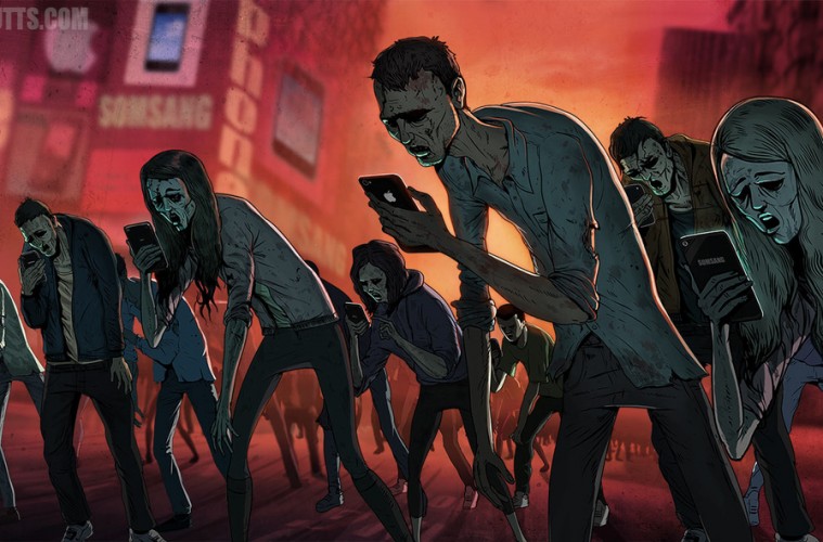Smartphone Zombies Blank Meme Template