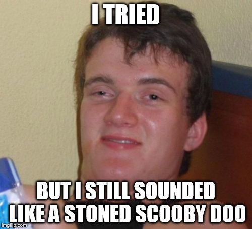 10 Guy Meme | I TRIED BUT I STILL SOUNDED LIKE A STONED SCOOBY DOO | image tagged in memes,10 guy | made w/ Imgflip meme maker