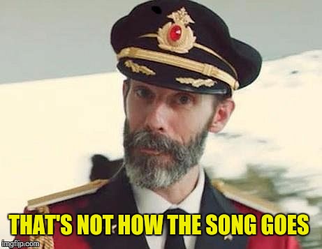 Captain Obvious | THAT'S NOT HOW THE SONG GOES | image tagged in captain obvious | made w/ Imgflip meme maker