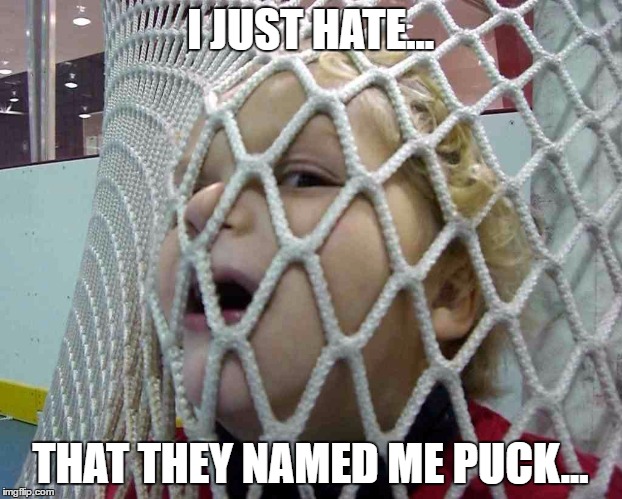 Hockey 1 | I JUST HATE... THAT THEY NAMED ME PUCK... | image tagged in hockey 1 | made w/ Imgflip meme maker