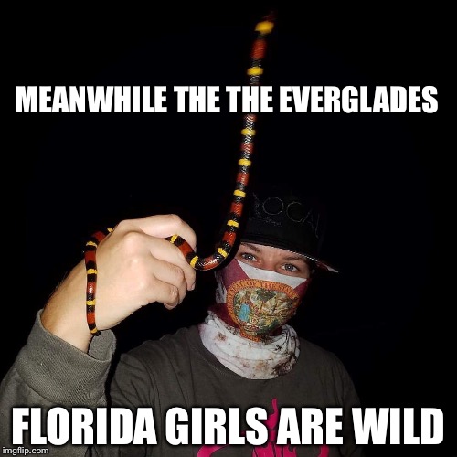 Herping in the Glades with the wild girl | MEANWHILE THE THE EVERGLADES; FLORIDA GIRLS ARE WILD | image tagged in florida girl,memes | made w/ Imgflip meme maker