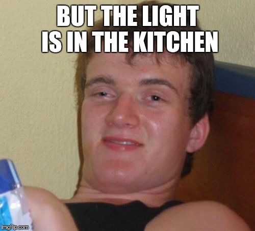 10 Guy Meme | BUT THE LIGHT IS IN THE KITCHEN | image tagged in memes,10 guy | made w/ Imgflip meme maker