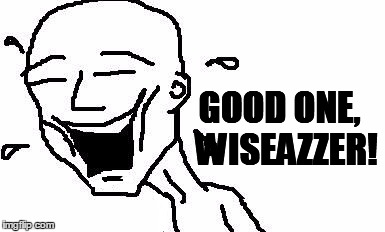 LMAO! | GOOD ONE,  WISEAZZER! | image tagged in lmao | made w/ Imgflip meme maker