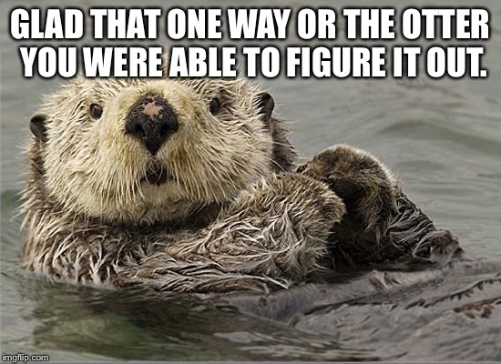GLAD THAT ONE WAY OR THE OTTER YOU WERE ABLE TO FIGURE IT OUT. | made w/ Imgflip meme maker