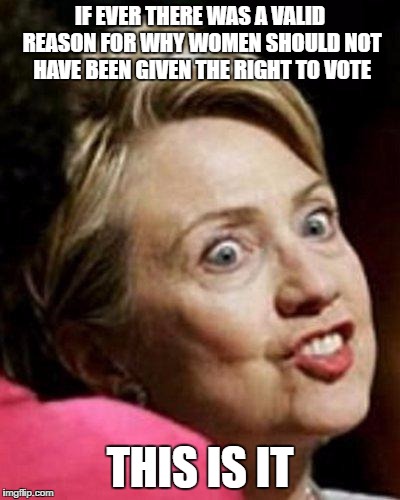 Hillary Clinton Fish | IF EVER THERE WAS A VALID REASON FOR WHY WOMEN SHOULD NOT HAVE BEEN GIVEN THE RIGHT TO VOTE; THIS IS IT | image tagged in hillary clinton fish,politics,political meme,voting | made w/ Imgflip meme maker