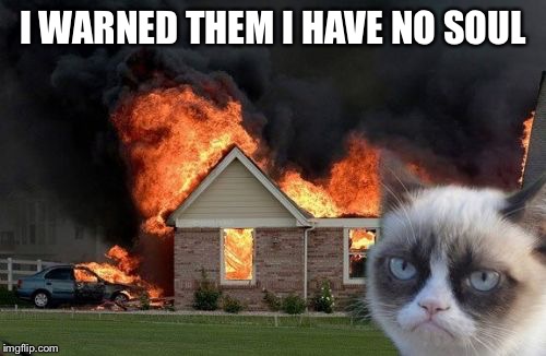 Burn Kitty | I WARNED THEM I HAVE NO SOUL | image tagged in memes,burn kitty | made w/ Imgflip meme maker
