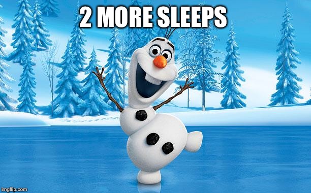 Frozen Olaff | 2 MORE SLEEPS | image tagged in frozen olaff | made w/ Imgflip meme maker