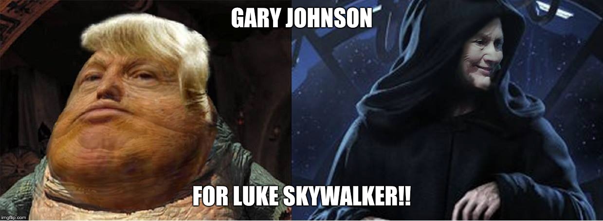 GARY JOHNSON; FOR LUKE SKYWALKER!! | image tagged in politics,gary johnson | made w/ Imgflip meme maker