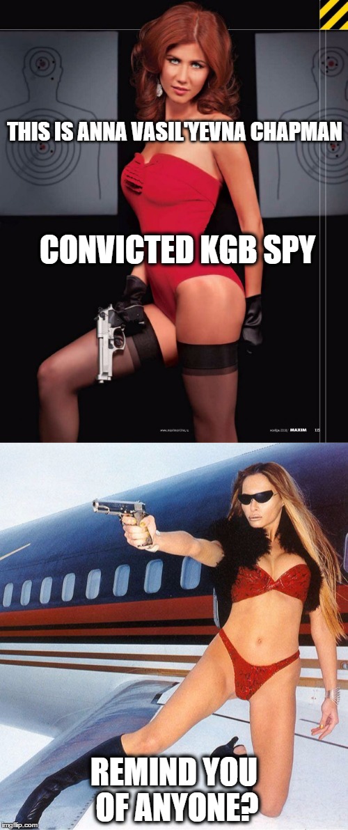 spys | THIS IS ANNA VASIL'YEVNA CHAPMAN; CONVICTED KGB SPY; REMIND YOU OF ANYONE? | image tagged in donald trump | made w/ Imgflip meme maker
