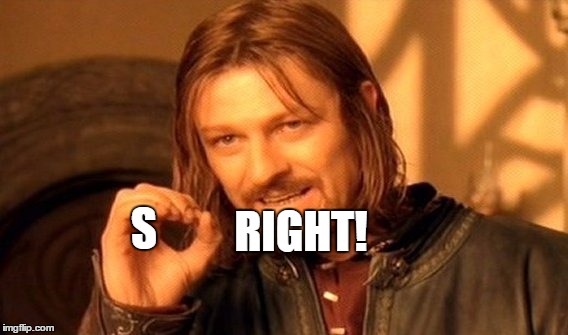 One Does Not Simply Meme | S RIGHT! | image tagged in memes,one does not simply | made w/ Imgflip meme maker
