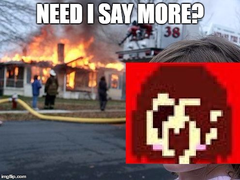 NEED I SAY MORE? | image tagged in chara disaster girl | made w/ Imgflip meme maker