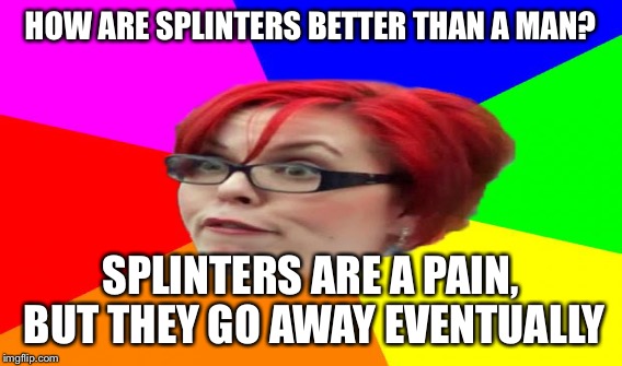 HOW ARE SPLINTERS BETTER THAN A MAN? SPLINTERS ARE A PAIN, BUT THEY GO AWAY EVENTUALLY | made w/ Imgflip meme maker
