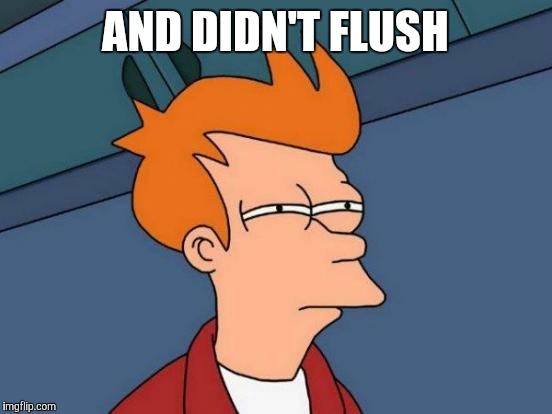 Futurama Fry Meme | AND DIDN'T FLUSH | image tagged in memes,futurama fry | made w/ Imgflip meme maker