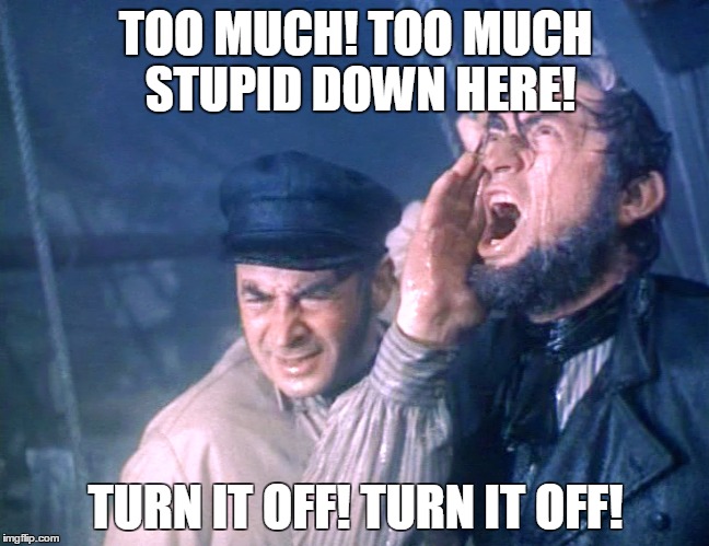 Too Much Stupid | TOO MUCH! TOO MUCH STUPID DOWN HERE! TURN IT OFF! TURN IT OFF! | image tagged in stupid,stupidity | made w/ Imgflip meme maker