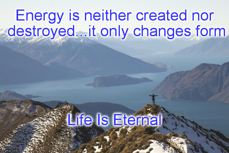 Science vs Religion | Energy is neither created nor destroyed...it only changes form; Life Is Eternal | image tagged in memes,life,energy,science,religion,nature | made w/ Imgflip meme maker