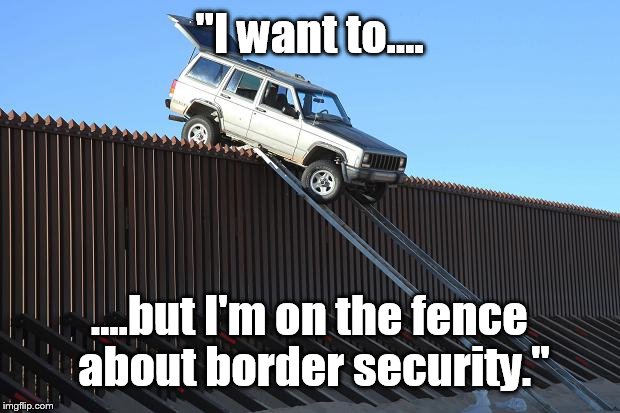 When I'm told I should "vote blue" for the sake of America  | "I want to.... ....but I'm on the fence about border security." | image tagged in memes,funny,fence aka border wall,election 2016,vote blue | made w/ Imgflip meme maker