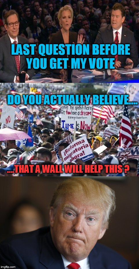 I don't want to vote blue, but c'mon man | LAST QUESTION BEFORE YOU GET MY VOTE; DO YOU ACTUALLY BELIEVE.... ....THAT A WALL WILL HELP THIS ? | image tagged in memes,too funny,donald trump,fence aka border wall,vote | made w/ Imgflip meme maker