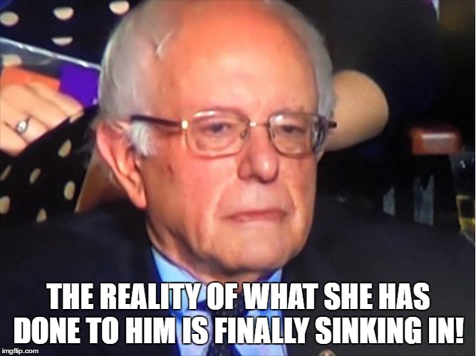 He's feeling something | THE REALITY OF WHAT SHE HAS DONE TO HIM IS FINALLY SINKING IN! | image tagged in neverhillary | made w/ Imgflip meme maker