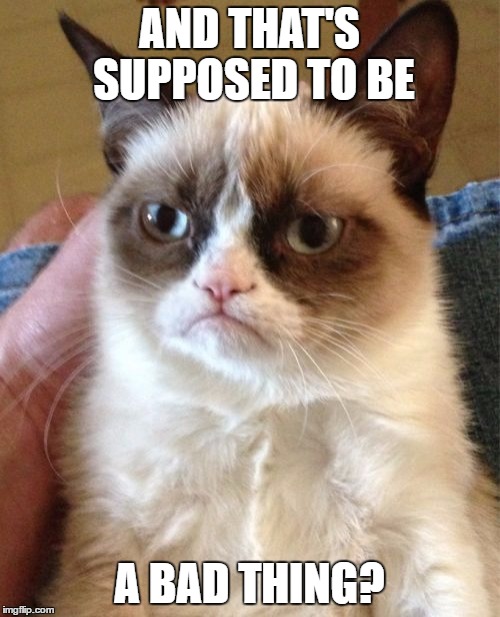 Grumpy Cat Meme | AND THAT'S SUPPOSED TO BE A BAD THING? | image tagged in memes,grumpy cat | made w/ Imgflip meme maker