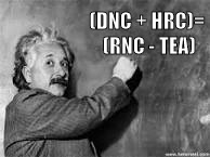 Today's Democratic Party: A wholly owned subsidiary of the GOP. | (DNC + HRC)= (RNC - TEA) | image tagged in political,albert einstein 1,democrats,republicans,funny | made w/ Imgflip meme maker