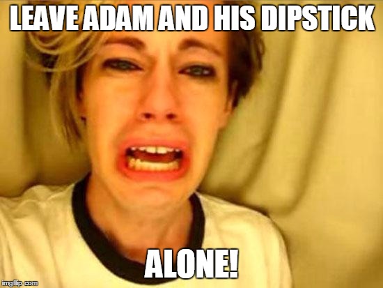 Leave Britney Alone | LEAVE ADAM AND HIS DIPSTICK; ALONE! | image tagged in leave britney alone | made w/ Imgflip meme maker